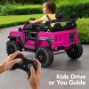 imageBest Choice Products Kids 12V Ride On Truck Battery Powered Toy Car wSpring Suspension Remote Control 3 Speeds LED Lights Bluetooth  BlackHot Pink