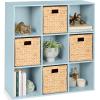 imageBest Choice Products Kids Bookcase 8Cube Storage Organizer 135in Shelf Opening Bookshelf Toy Storage Customizable w 3 Removable Back Panels  SageLight Blue