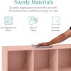 imageBest Choice Products Kids Bookcase 8Cube Storage Organizer 135in Shelf Opening Bookshelf Toy Storage Customizable w 3 Removable Back Panels  SageLight Pink
