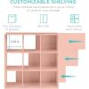 imageBest Choice Products Kids Bookcase 8Cube Storage Organizer 135in Shelf Opening Bookshelf Toy Storage Customizable w 3 Removable Back Panels  SageLight Pink