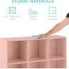 imageBest Choice Products Kids Bookcase 8Cube Storage Organizer 135in Shelf Opening Bookshelf Toy Storage Customizable w 3 Removable Back Panels  SageLight Pink
