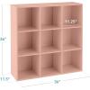 imageBest Choice Products Kids Bookcase 8Cube Storage Organizer 135in Shelf Opening Bookshelf Toy Storage Customizable w 3 Removable Back Panels  SageLight Pink