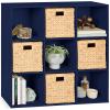 imageBest Choice Products Kids Bookcase 8Cube Storage Organizer 135in Shelf Opening Bookshelf Toy Storage Customizable w 3 Removable Back Panels  SageNavy