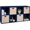 imageBest Choice Products Kids Bookcase 8Cube Storage Organizer 135in Shelf Opening Bookshelf Toy Storage Customizable w 3 Removable Back Panels  SageNavy
