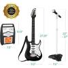 imageBest Choice Products Kids Electric Musical Guitar Play Set Toy Guitar Starter Kit Bundle w 6 Demo Songs Whammy Bar Microphone Amp AUX 2 Sticker Sheets  BlueBlack
