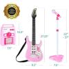 imageBest Choice Products Kids Electric Musical Guitar Play Set Toy Guitar Starter Kit Bundle w 6 Demo Songs Whammy Bar Microphone Amp AUX 2 Sticker Sheets  BlueSoft Pink