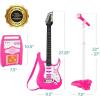 imageBest Choice Products Kids Electric Musical Guitar Play Set Toy Guitar Starter Kit Bundle w 6 Demo Songs Whammy Bar Microphone Amp AUX 2 Sticker Sheets  BluePink