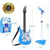 imageBest Choice Products Kids Electric Musical Guitar Play Set Toy Guitar Starter Kit Bundle w 6 Demo Songs Whammy Bar Microphone Amp AUX 2 Sticker Sheets  BlueElectric Blue