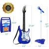 imageBest Choice Products Kids Electric Musical Guitar Play Set Toy Guitar Starter Kit Bundle w 6 Demo Songs Whammy Bar Microphone Amp AUX 2 Sticker Sheets  BlueBlue