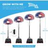 imageBest Choice Products Kids HeightAdjustable Basketball Hoop Portable Backboard Set w 2 Wheels Fillable Base 705in to 823in TallAmerican Flag