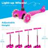imageBest Choice Products Kids Mini Kick Scooter Toy wLightUp Wheels Height Adjustable TBar Foot Break  BluePink
