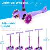 imageBest Choice Products Kids Mini Kick Scooter Toy wLightUp Wheels Height Adjustable TBar Foot Break  BluePurple