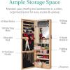 imageBest Choice Products LED Mirror Jewelry Cabinet Tall Lockable Wall or Door Mounted Jewelry Armoire Organizer with Mirror 2 Drawers Lock Cosmetic Tray Shelves  WhiteNatural Oak