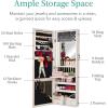 imageBest Choice Products LED Mirror Jewelry Cabinet Tall Lockable Wall or Door Mounted Jewelry Armoire Organizer with Mirror 2 Drawers Lock Cosmetic Tray Shelves  WhiteCoastal White