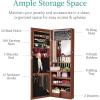 imageBest Choice Products LED Mirror Jewelry Cabinet Tall Lockable Wall or Door Mounted Jewelry Armoire Organizer with Mirror 2 Drawers Lock Cosmetic Tray Shelves  WhiteWalnut