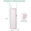 imageBest Choice Products LED Mirror Jewelry Cabinet Tall Lockable Wall or Door Mounted Jewelry Armoire Organizer with Mirror 2 Drawers Lock Cosmetic Tray Shelves  WhiteDusty Pink