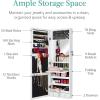 imageBest Choice Products LED Mirror Jewelry Cabinet Tall Lockable Wall or Door Mounted Jewelry Armoire Organizer with Mirror 2 Drawers Lock Cosmetic Tray Shelves  WhiteWhite