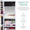 imageBest Choice Products LED Mirror Jewelry Cabinet Tall Lockable Wall or Door Mounted Jewelry Armoire Organizer with Mirror 2 Drawers Lock Cosmetic Tray Shelves  WhitePowder Blue