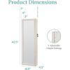 imageBest Choice Products LED Mirror Jewelry Cabinet Tall Lockable Wall or Door Mounted Jewelry Armoire Organizer with Mirror 2 Drawers Lock Cosmetic Tray Shelves  WhiteCoastal White