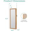 imageBest Choice Products LED Mirror Jewelry Cabinet Tall Lockable Wall or Door Mounted Jewelry Armoire Organizer with Mirror 2 Drawers Lock Cosmetic Tray Shelves  WhiteNatural Oak