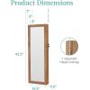 imageBest Choice Products LED Mirror Jewelry Cabinet Tall Lockable Wall or Door Mounted Jewelry Armoire Organizer with Mirror 2 Drawers Lock Cosmetic Tray Shelves  WhiteRustic Brown