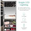 imageBest Choice Products LED Mirror Jewelry Cabinet Tall Lockable Wall or Door Mounted Jewelry Armoire Organizer with Mirror 2 Drawers Lock Cosmetic Tray Shelves  WhiteGray Oak