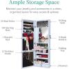 imageBest Choice Products LED Mirror Jewelry Cabinet Tall Lockable Wall or Door Mounted Jewelry Armoire Organizer with Mirror 2 Drawers Lock Cosmetic Tray Shelves  WhitePowder Blue