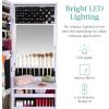 imageBest Choice Products LED Mirror Jewelry Cabinet Tall Lockable Wall or Door Mounted Jewelry Armoire Organizer with Mirror 2 Drawers Lock Cosmetic Tray Shelves  WhiteLavender
