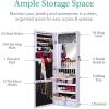 imageBest Choice Products LED Mirror Jewelry Cabinet Tall Lockable Wall or Door Mounted Jewelry Armoire Organizer with Mirror 2 Drawers Lock Cosmetic Tray Shelves  WhiteLavender