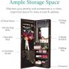 imageBest Choice Products LED Mirror Jewelry Cabinet Tall Lockable Wall or Door Mounted Jewelry Armoire Organizer with Mirror 2 Drawers Lock Cosmetic Tray Shelves  WhiteEspresso