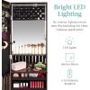 imageBest Choice Products LED Mirror Jewelry Cabinet Tall Lockable Wall or Door Mounted Jewelry Armoire Organizer with Mirror 2 Drawers Lock Cosmetic Tray Shelves  WhiteEspresso