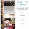 imageBest Choice Products LED Mirror Jewelry Cabinet Tall Lockable Wall or Door Mounted Jewelry Armoire Organizer with Mirror 2 Drawers Lock Cosmetic Tray Shelves  WhiteRustic Brown