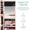 imageBest Choice Products LED Mirror Jewelry Cabinet Tall Lockable Wall or Door Mounted Jewelry Armoire Organizer with Mirror 2 Drawers Lock Cosmetic Tray Shelves  WhiteDusty Pink