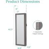 imageBest Choice Products LED Mirror Jewelry Cabinet Tall Lockable Wall or Door Mounted Jewelry Armoire Organizer with Mirror 2 Drawers Lock Cosmetic Tray Shelves  WhiteGray Oak