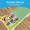 imageBest Choice Products Large 50in 70Piece Train Table Multipurpose Wooden Toy Activity Playset for Children wTracks Reversible Top  NaturalNatural