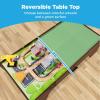 imageBest Choice Products Large 50in 70Piece Train Table Multipurpose Wooden Toy Activity Playset for Children wTracks Reversible Top  NaturalWalnut