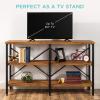 imageBest Choice Products Large Console Table 3Tier 55in Rustic Industrial Sofa Table Storage for Living Room Entryway Foyer Hallway wEVA NonScratch Feet Steel Frame  BrownBrown