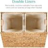 imageBest Choice Products Large Double Laundry Hamper with Lid Natural Handwoven Water Hyacinth 2 Sections w 2 Machine Washable Linen Liner Bags Portable Handles  EspressoNatural
