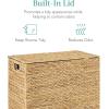 imageBest Choice Products Large Double Laundry Hamper with Lid Natural Handwoven Water Hyacinth 2 Sections w 2 Machine Washable Linen Liner Bags Portable Handles  EspressoNatural