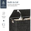 imageBest Choice Products Large Double Laundry Hamper with Lid Natural Handwoven Water Hyacinth 2 Sections w 2 Machine Washable Linen Liner Bags Portable Handles  EspressoBlack