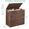 imageBest Choice Products Large Double Laundry Hamper with Lid Natural Handwoven Water Hyacinth 2 Sections w 2 Machine Washable Linen Liner Bags Portable Handles  EspressoEspresso