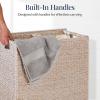 imageBest Choice Products Large Double Laundry Hamper with Lid Natural Handwoven Water Hyacinth 2 Sections w 2 Machine Washable Linen Liner Bags Portable Handles  EspressoTransparent White