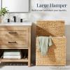 imageBest Choice Products Large Double Laundry Hamper with Lid Natural Handwoven Water Hyacinth 2 Sections w 2 Machine Washable Linen Liner Bags Portable Handles  EspressoTransparent White