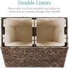 imageBest Choice Products Large Double Laundry Hamper with Lid Natural Handwoven Water Hyacinth 2 Sections w 2 Machine Washable Linen Liner Bags Portable Handles  EspressoEspresso
