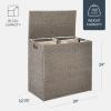 imageBest Choice Products Large Double Laundry Hamper with Lid Natural Handwoven Water Hyacinth 2 Sections w 2 Machine Washable Linen Liner Bags Portable Handles  EspressoGray