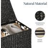 imageBest Choice Products Large Double Laundry Hamper with Lid Natural Handwoven Water Hyacinth 2 Sections w 2 Machine Washable Linen Liner Bags Portable Handles  EspressoBlack