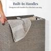 imageBest Choice Products Large Double Laundry Hamper with Lid Natural Handwoven Water Hyacinth 2 Sections w 2 Machine Washable Linen Liner Bags Portable Handles  EspressoGray