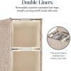 imageBest Choice Products Large Double Laundry Hamper with Lid Natural Handwoven Water Hyacinth 2 Sections w 2 Machine Washable Linen Liner Bags Portable Handles  EspressoTransparent White