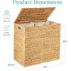 imageBest Choice Products Large Double Laundry Hamper with Lid Natural Handwoven Water Hyacinth 2 Sections w 2 Machine Washable Linen Liner Bags Portable Handles  EspressoNatural