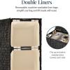 imageBest Choice Products Large Double Laundry Hamper with Lid Natural Handwoven Water Hyacinth 2 Sections w 2 Machine Washable Linen Liner Bags Portable Handles  EspressoBlack